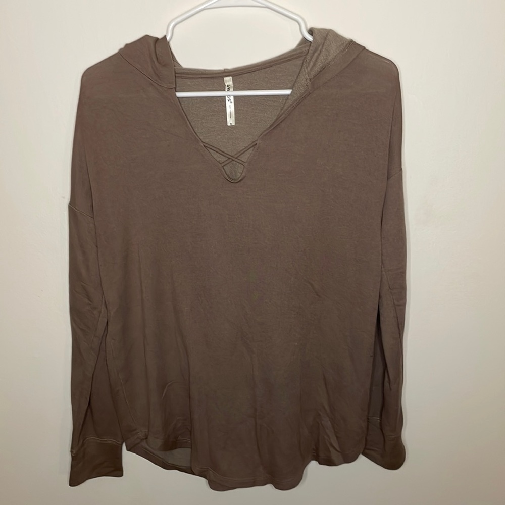 Lightweight Light Brown Hooded Long Sleeve